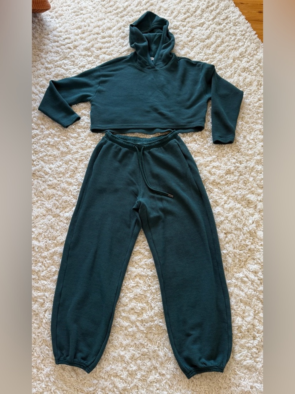 Selling as set!!! Cropped Hooded Lounge Set in Deep Teal